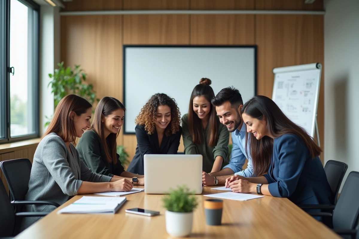 Groupe de professionnels divers en réunion collaborative en entreprise