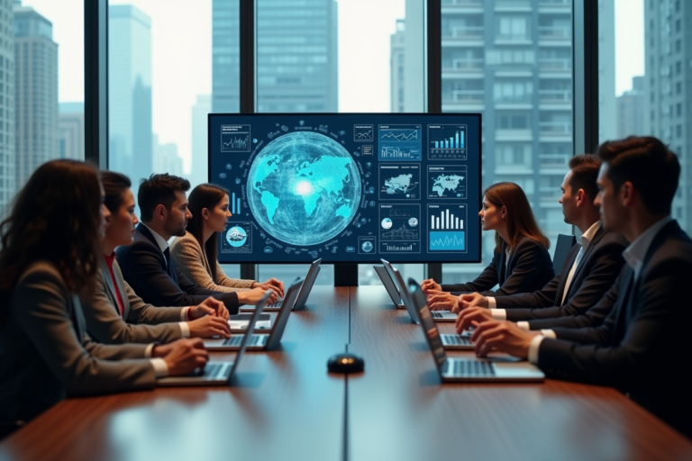 Groupe de professionnels divers dans un bureau moderne