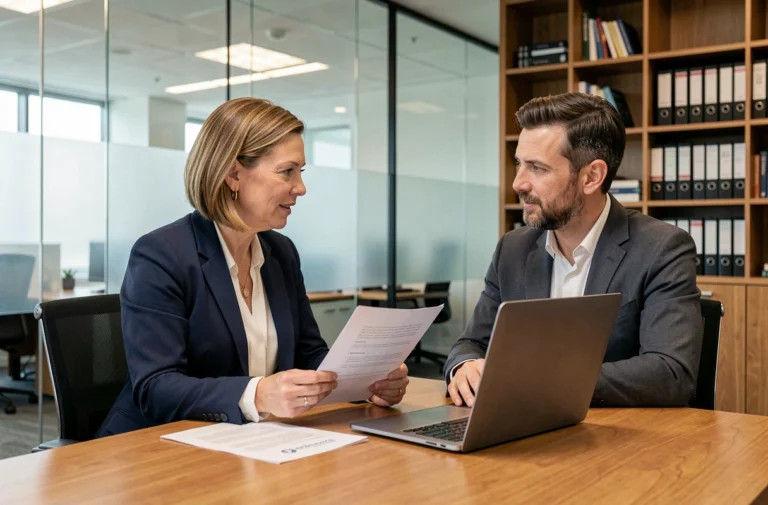 Femme chef d'entreprise en réunion avec un conseiller financier pour obtenir des aides au financement de projet